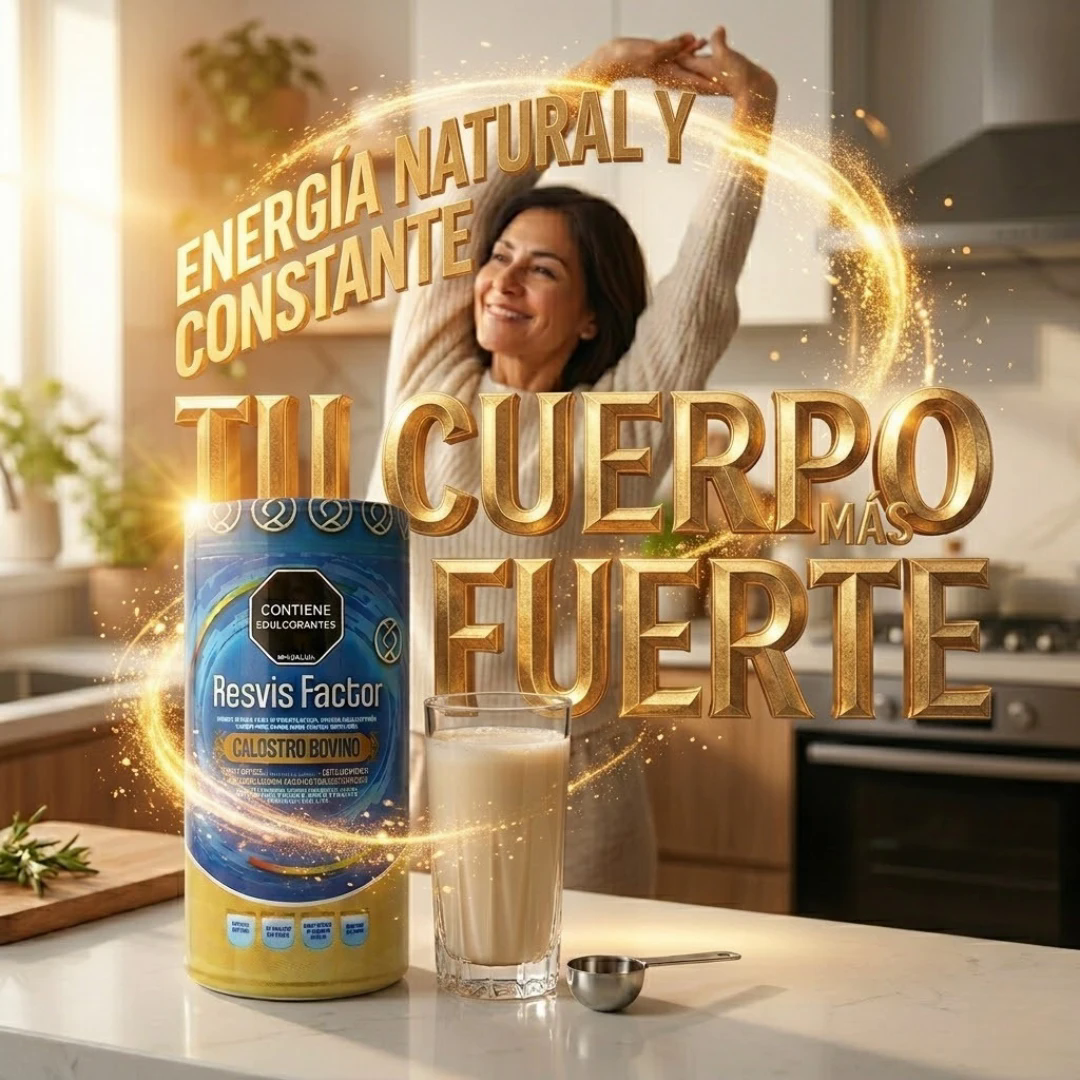 Tarro de Calostro y un vaso servido en la cocina