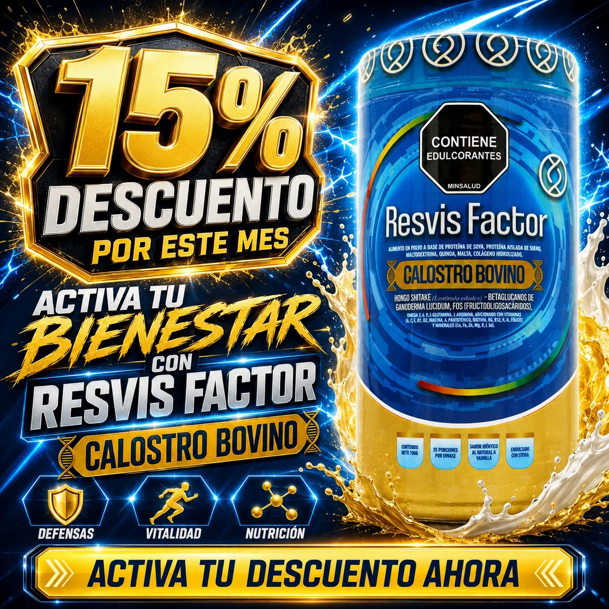 Calostro calostro bovino 700 g con 15% de descuento por este mes