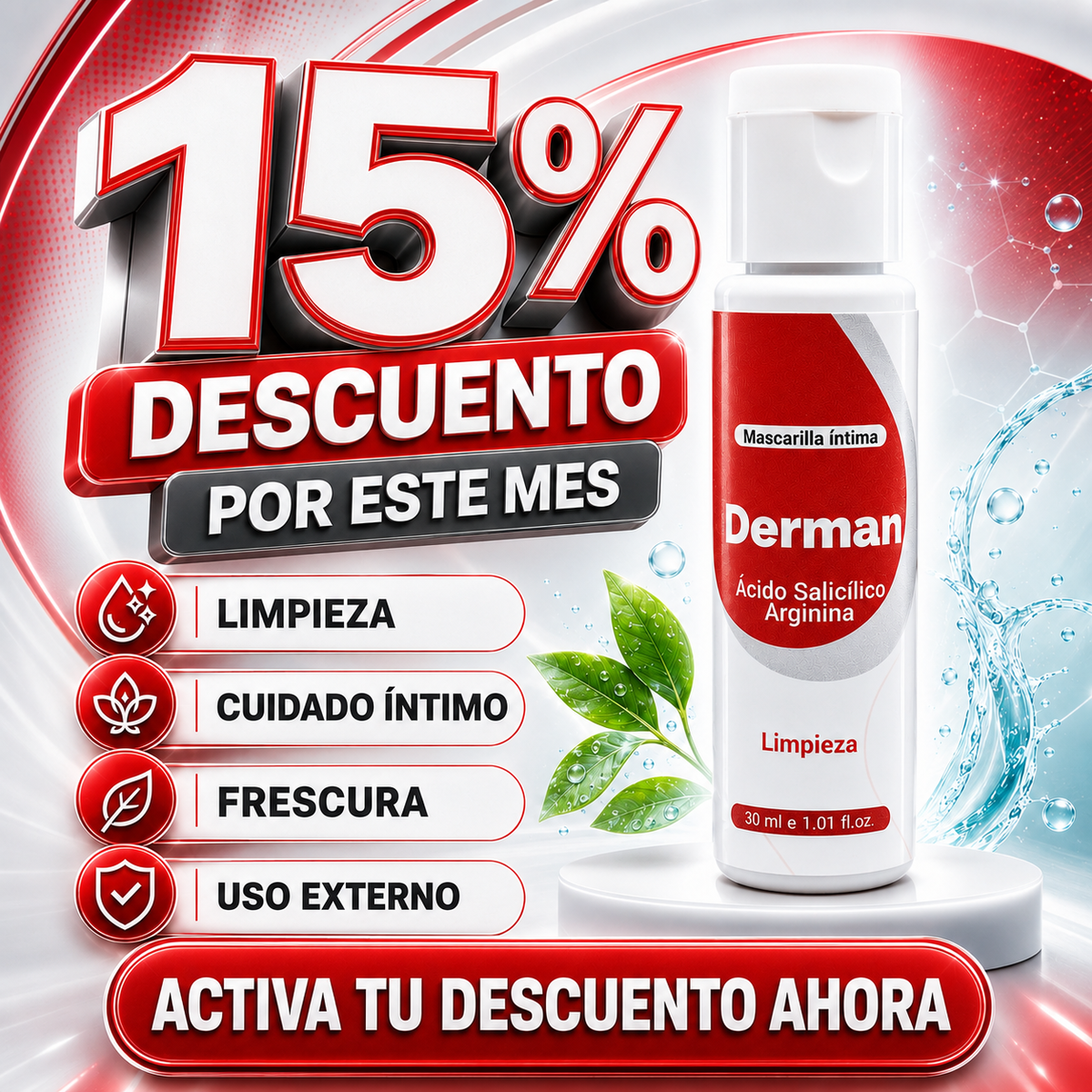 Derman: limpieza, cuidado intimo, frescura, uso externo